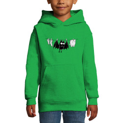 Sweat enfant à capuche vert prairie Le linge sèche (Gondrax,Animaux,Humour)