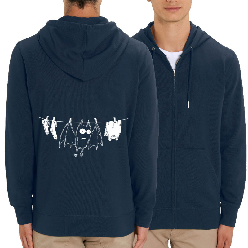 Sweat homme zippé à capuche coton bio bleu marine Le linge sèche (Gondrax,Animaux,Humour)