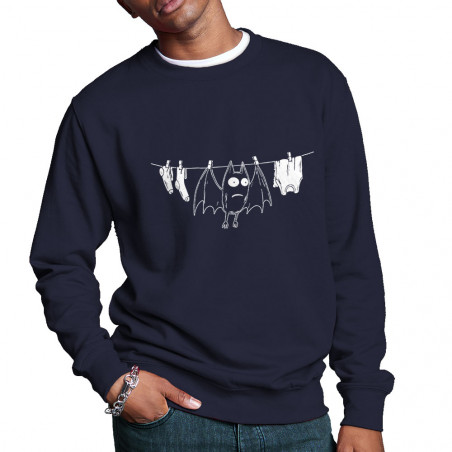 Sweat homme col rond bleu marine Le linge sèche (Gondrax,Animaux,Humour)