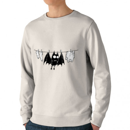 Sweat homme bio col rond naturel Le linge sèche (Gondrax,Animaux,Humour)