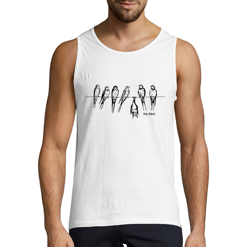 Débardeur homme blanc Stay Rebel Chauve-souris (Gondrax,Animaux,Humour,Stay,Les Bébêtes)