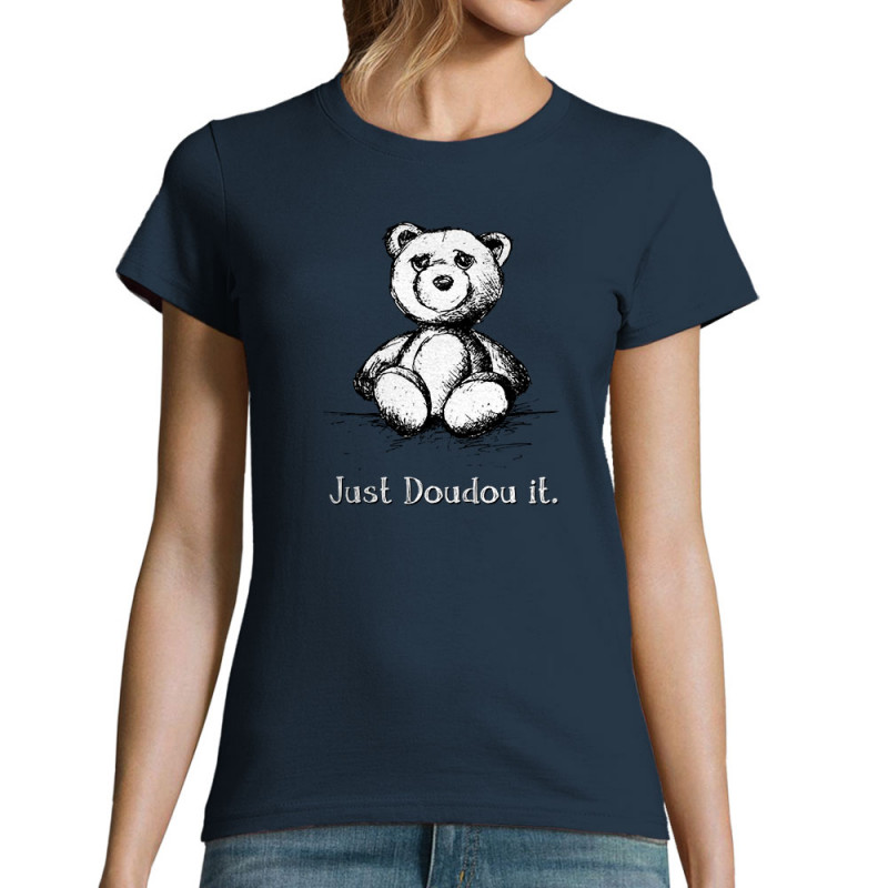 T-shirt femme bleu marine Just Doudou it (Gondrax,Animaux,Humour,Détournements)
