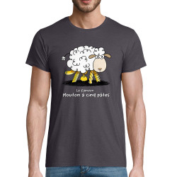 T-shirt homme coton bio gris souris Le fameux mouton à cinq pâtes (Gondrax,Animaux,Humour)