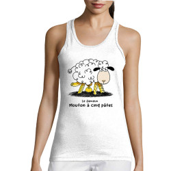 Débardeur femme blanc Le fameux mouton à cinq pâtes (Gondrax,Animaux,Humour)