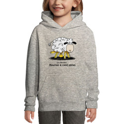 Sweat enfant à capuche gris chiné Le fameux mouton à cinq pâtes (Gondrax,Animaux,Humour)