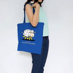 Sac shopping en toile bleu royal Le fameux mouton à cinq pâtes (Gondrax,Animaux,Humour)