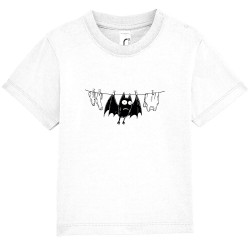 T-shirt bébé blanc Le linge sèche (Gondrax,Animaux,Humour)