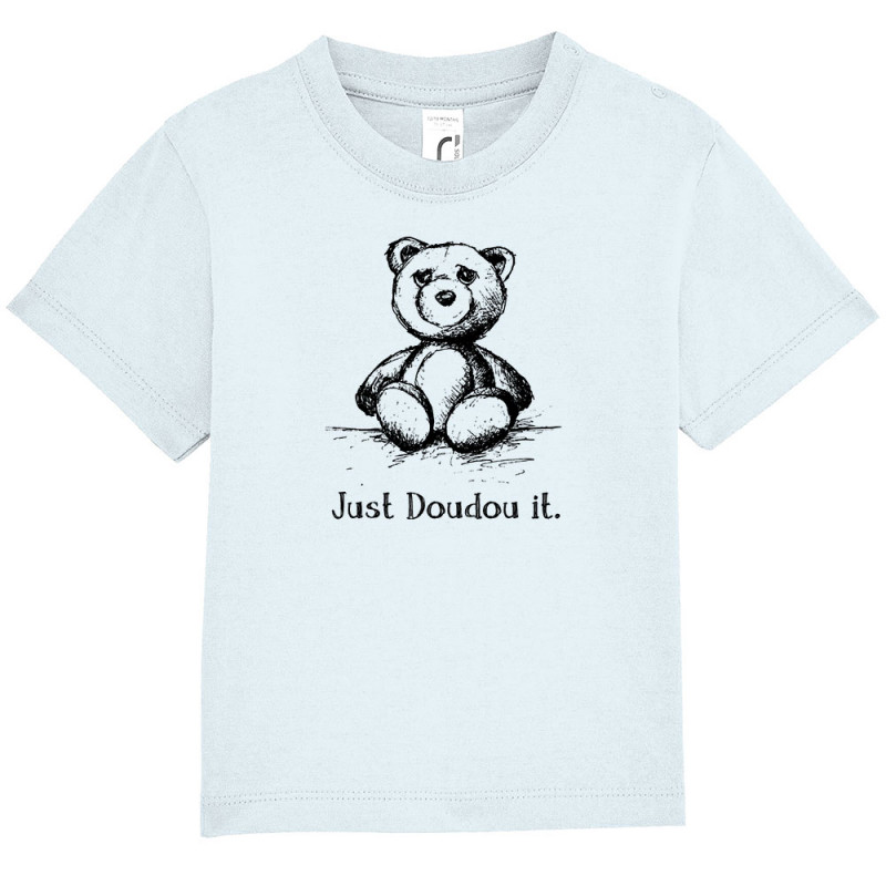 T-shirt bébé bleu ciel Just Doudou it (Gondrax,Animaux,Humour,Détournements)