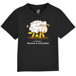 T-shirt bébé noir Le fameux mouton à cinq pâtes (Gondrax,Animaux,Humour)