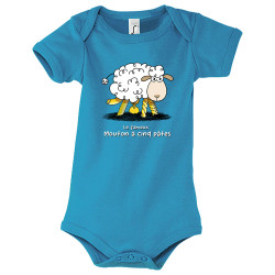 Body bébé bleu azur Le fameux mouton à cinq pâtes (Gondrax,Animaux,Humour)