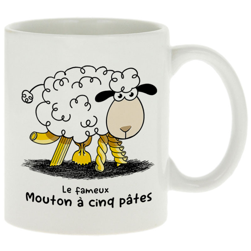 Mug blanc Le fameux mouton à cinq pâtes (Gondrax,Animaux,Humour)