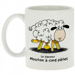 Mug blanc Le fameux mouton à cinq pâtes (Gondrax,Animaux,Humour)
