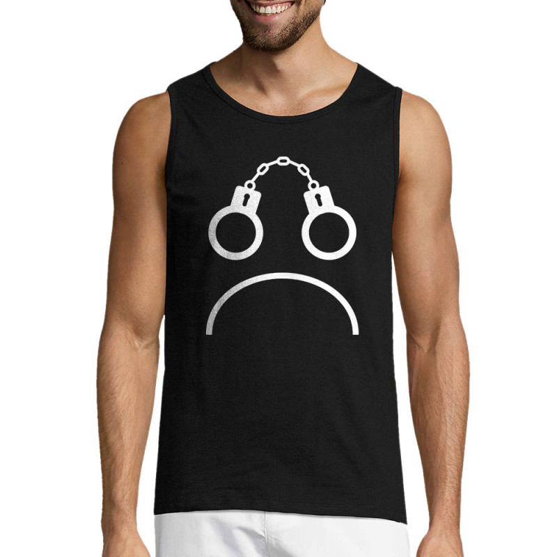Débardeur homme noir Menottes smiley (Gondrax,Slogans engagés,Humour)