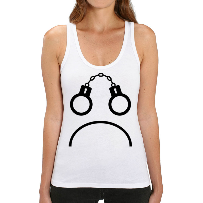 Débardeur femme coton bio blanc Menottes smiley (Gondrax,Slogans engagés,Humour)