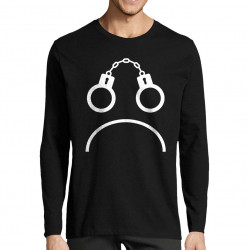 T-shirt homme manches longues noir Menottes smiley (Gondrax,Slogans engagés,Humour)