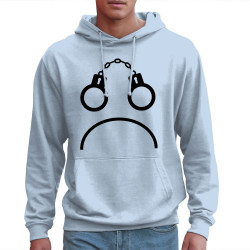 Sweat homme à capuche bleu ciel Menottes smiley (Gondrax,Slogans engagés,Humour)