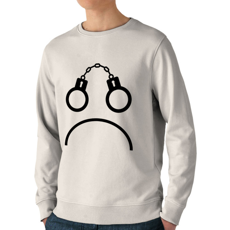 Sweat homme bio col rond naturel Menottes smiley (Gondrax,Slogans engagés,Humour)