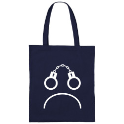 Sac shopping en toile bleu marine Menottes smiley (Gondrax,Slogans engagés,Humour)