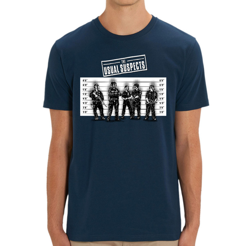 T-shirt homme coton bio bleu marine Usual Suspects Police (Gondrax,Slogans engagés,Détournements)