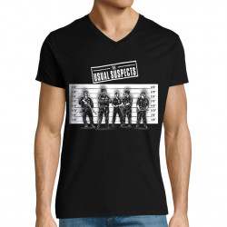 T-shirt homme col V noir Usual Suspects Police (Gondrax,Slogans engagés,Détournements)
