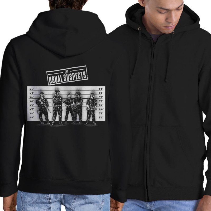 Sweat homme à capuche zippé noir Usual Suspects Police (Gondrax,Slogans engagés,Détournements)