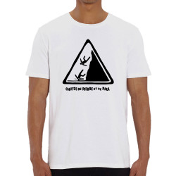 T-shirt homme coton bio blanc Chutes de Pierre et de Paul (Gondrax,Humour)