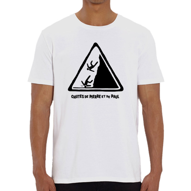 T-shirt homme coton bio blanc Chutes de Pierre et de Paul (Gondrax,Humour)