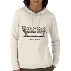 Sweat femme à capuche coton bio naturel La fameuse Limousine (Gondrax,Les Bébêtes,Animaux,Humour)