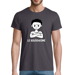 T-shirt homme coton bio gris souris Le Bouddhisme Garçon (Gondrax,Humour)