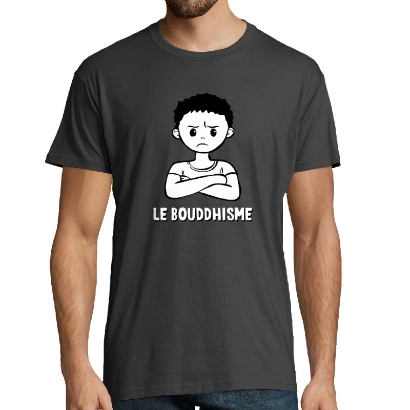 Tee-shirt homme gris souris Le Bouddhisme Garçon (Gondrax,Humour)