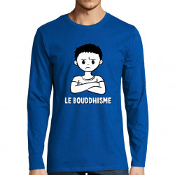 T-shirt homme manches longues bleu royal Le Bouddhisme Garçon (Gondrax,Humour)