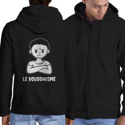 Sweat homme à capuche zippé noir Le Bouddhisme Garçon (Gondrax,Humour)
