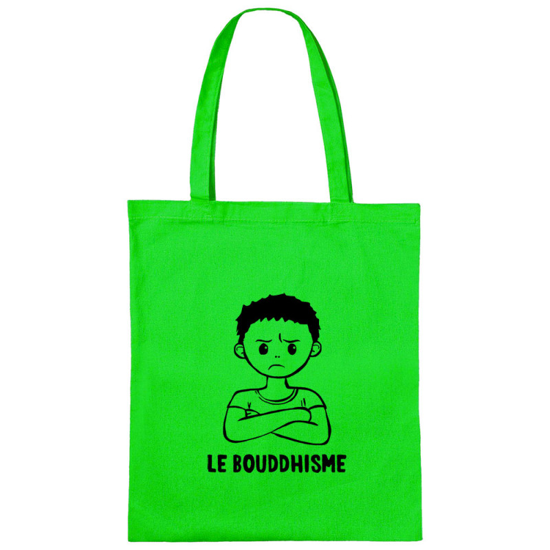 Sac shopping en toile vert prairie Le Bouddhisme Garçon (Gondrax,Humour)