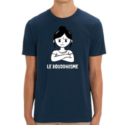 T-shirt homme coton bio bleu marine Le Bouddhisme Fille (Gondrax,Humour)