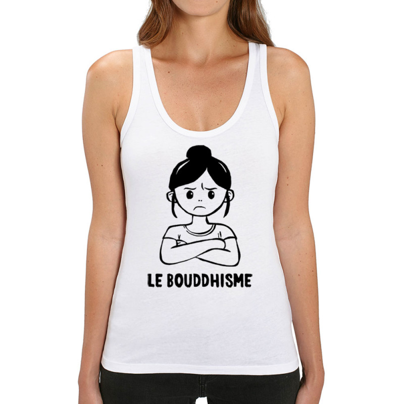 Débardeur femme coton bio blanc Le Bouddhisme Fille (Gondrax,Humour)