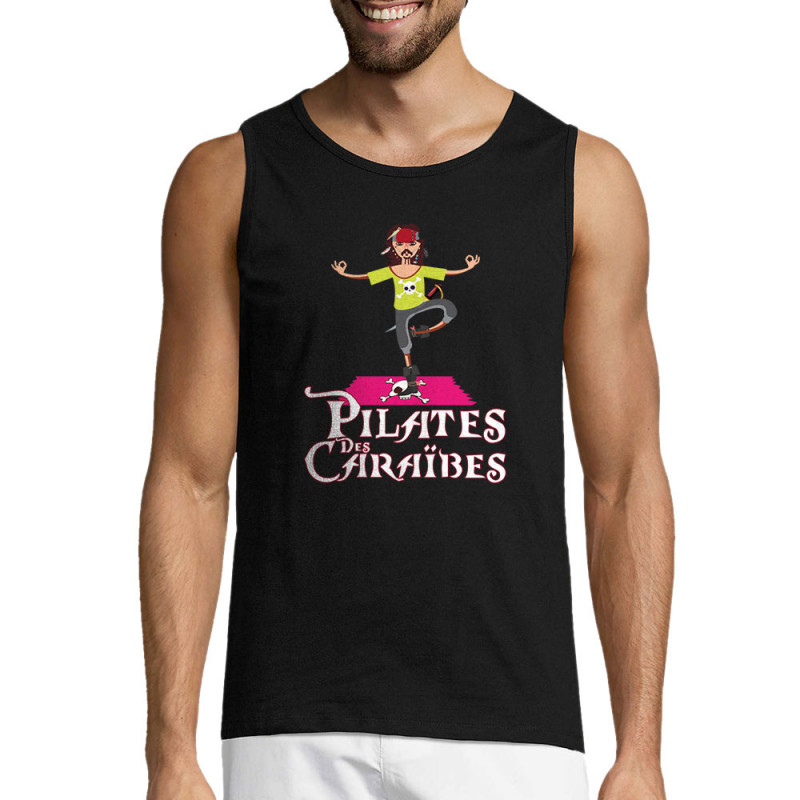 Débardeur homme noir Pilates des Caraïbes (Andy,Humour)