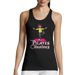 Débardeur femme noir Pilates des Caraïbes (Andy,Humour)