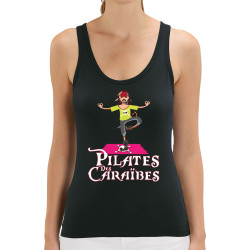 Débardeur femme coton bio noir Pilates des Caraïbes (Andy,Humour)