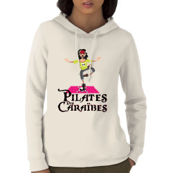 Sweat femme à capuche coton bio naturel Pilates des Caraïbes (Andy,Humour)