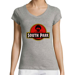T-shirt femme col V gris chiné South Park (Andy,Détournements,Films/Séries)