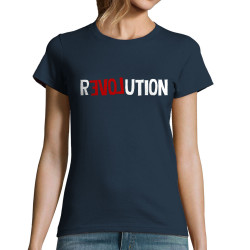 T-shirt femme bleu marine Revolution Love (Andy,Slogans engagés)