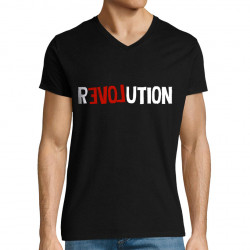 T-shirt homme col V noir Revolution Love (Andy,Slogans engagés)