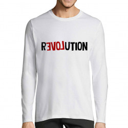 T-shirt homme manches longues blanc Revolution Love (Andy,Slogans engagés)