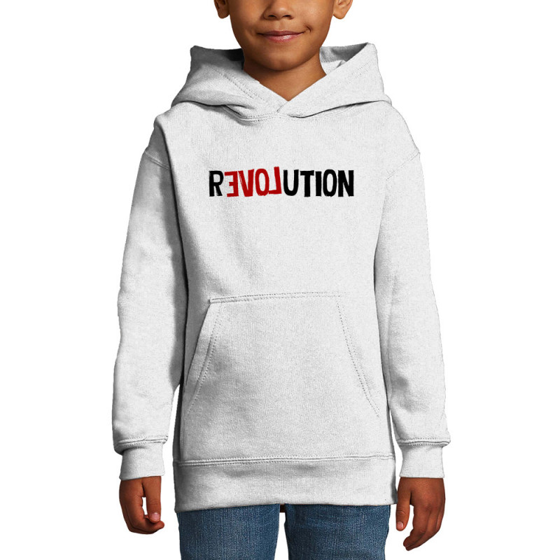 Sweat enfant à capuche blanc Revolution Love (Andy,Slogans engagés)