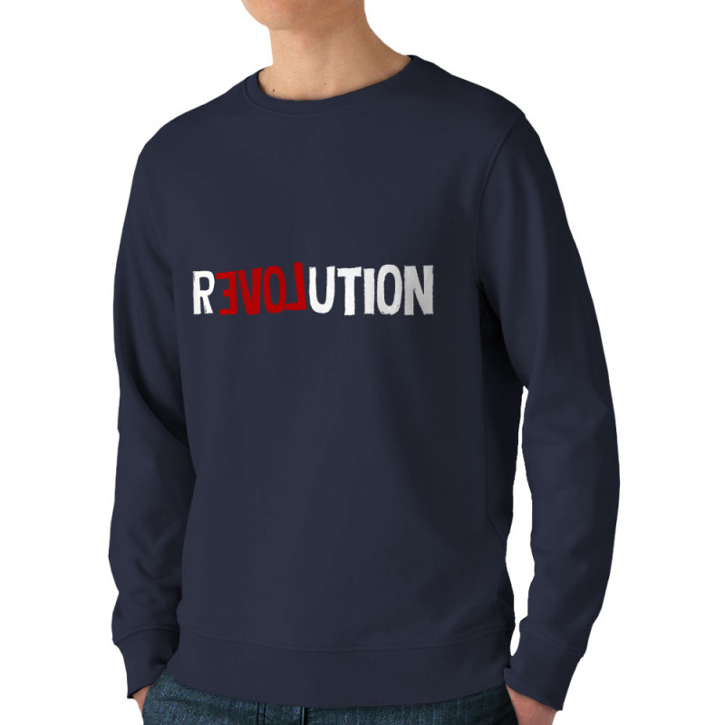 Sweat homme bio col rond bleu marine Revolution Love (Andy,Slogans engagés)