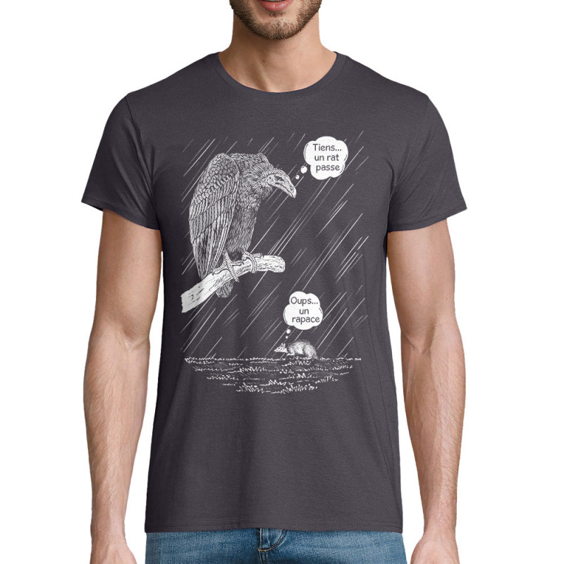 T-shirt homme coton bio gris souris Un rat passe (Gondrax,Les Bébêtes,Animaux)