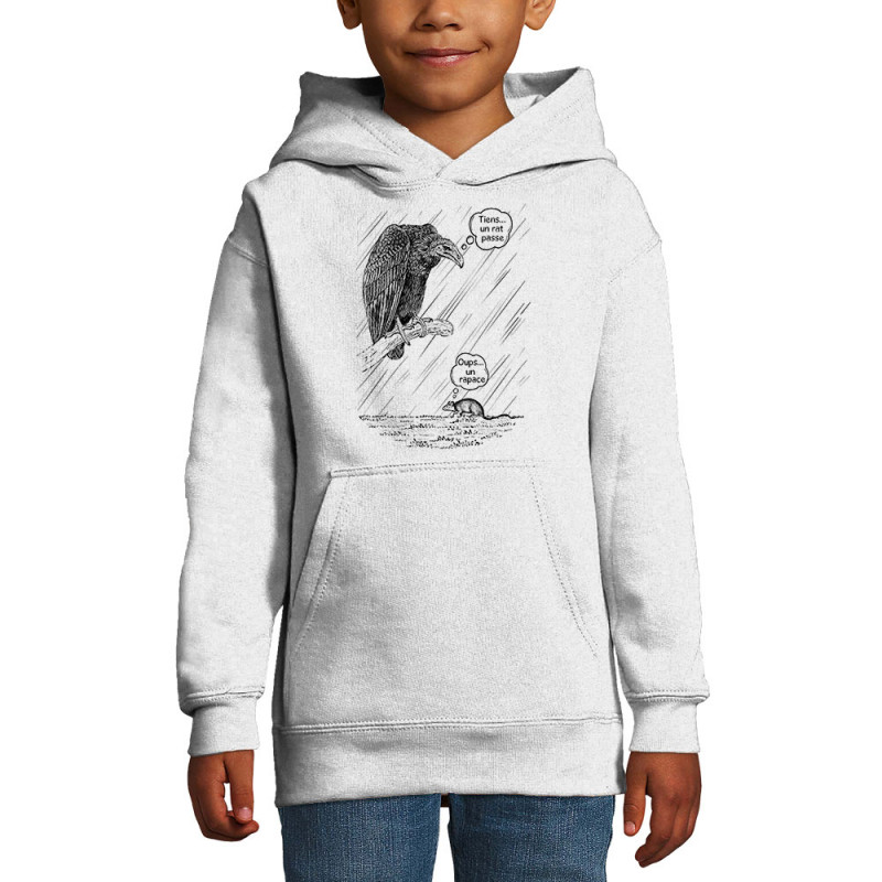 Sweat enfant à capuche blanc Un rat passe (Gondrax,Les Bébêtes,Animaux)
