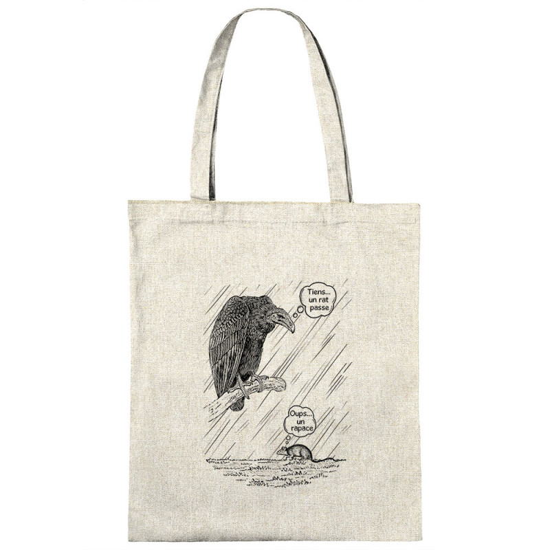 Sac shopping en toile naturel Un rat passe (Gondrax,Les Bébêtes,Animaux)