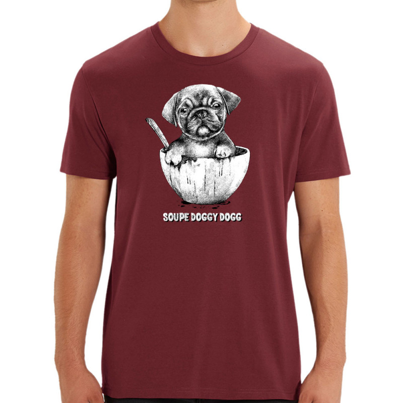 T-shirt homme coton bio bordeaux Soupe Doggy Dog (Gondrax,Animaux,Humour)