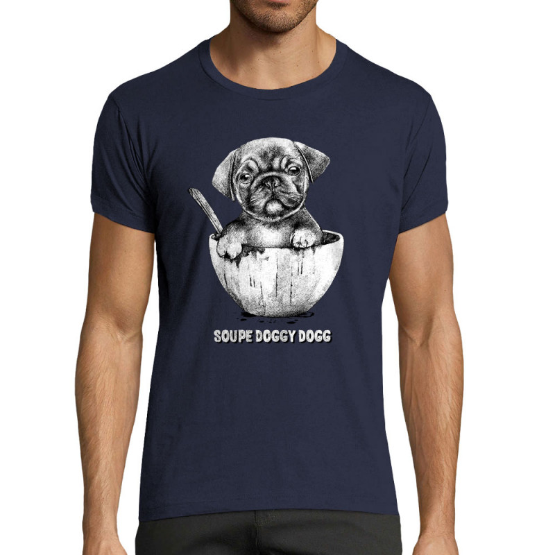 T-shirt homme fit bleu marine Soupe Doggy Dog (Gondrax,Animaux,Humour)